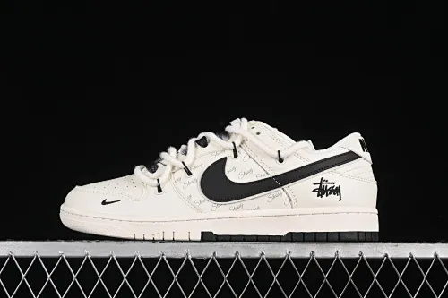 All categories Nk SB Dunk Series Nk SB Dunk Low High-end customized low-top sneakers Nk SB Dunk Low Stusi co-branded - straps off-white and black hook Anniversary high-end customized low-top casual sneakers SJ2068-297